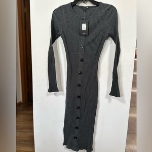 FASHION NOVA STRETCHY BODY DRESS SMALL GREY